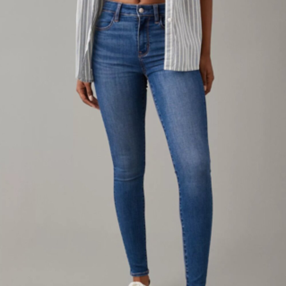 American Eagle Ne(x)t Level Stretch Jegging Brilliant Blue Skinny Jeans 0 Long